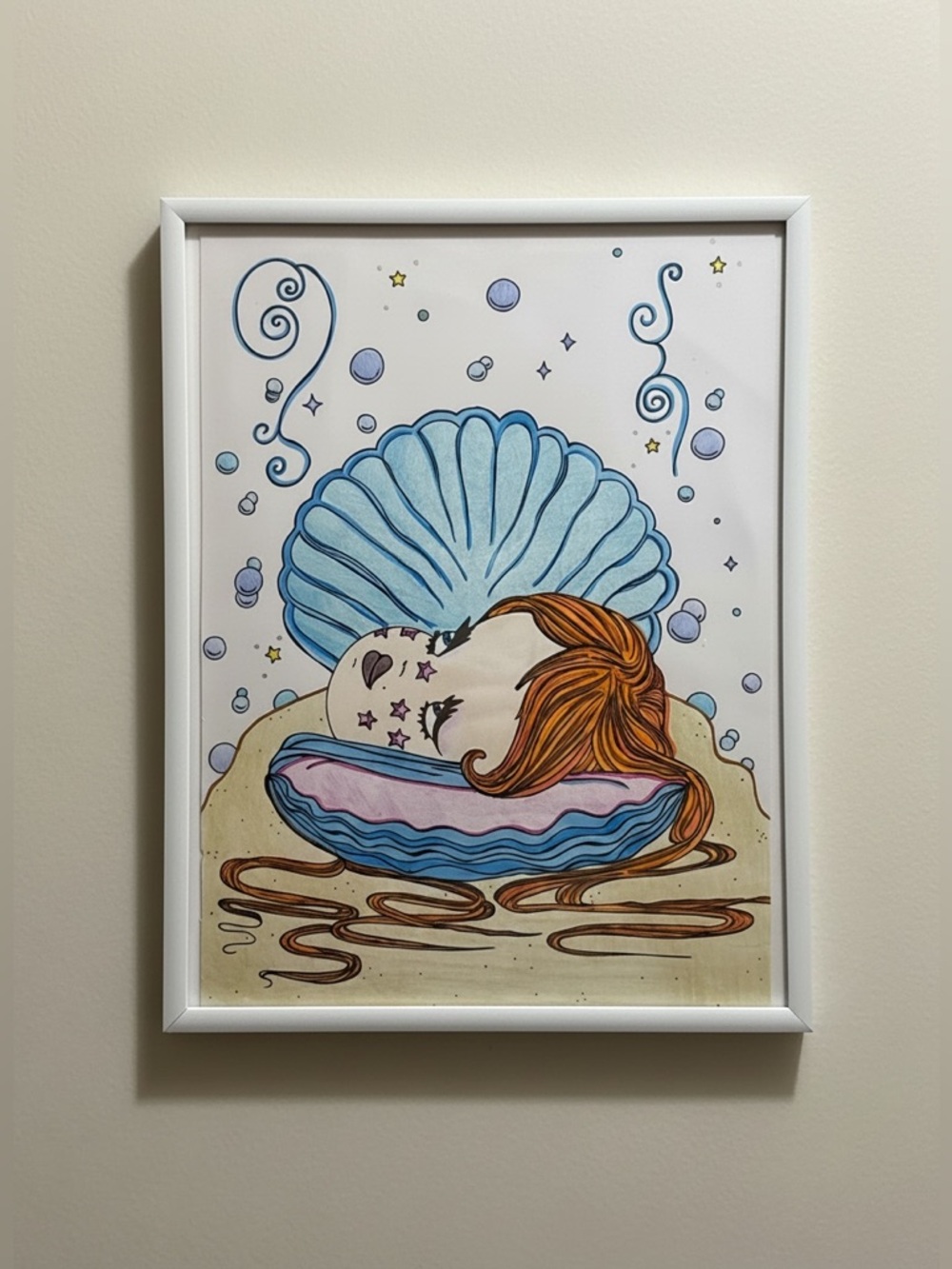 🐬 Valfré Surrealist Pop Art Mother of Pearl Art Print ~ 11x8”